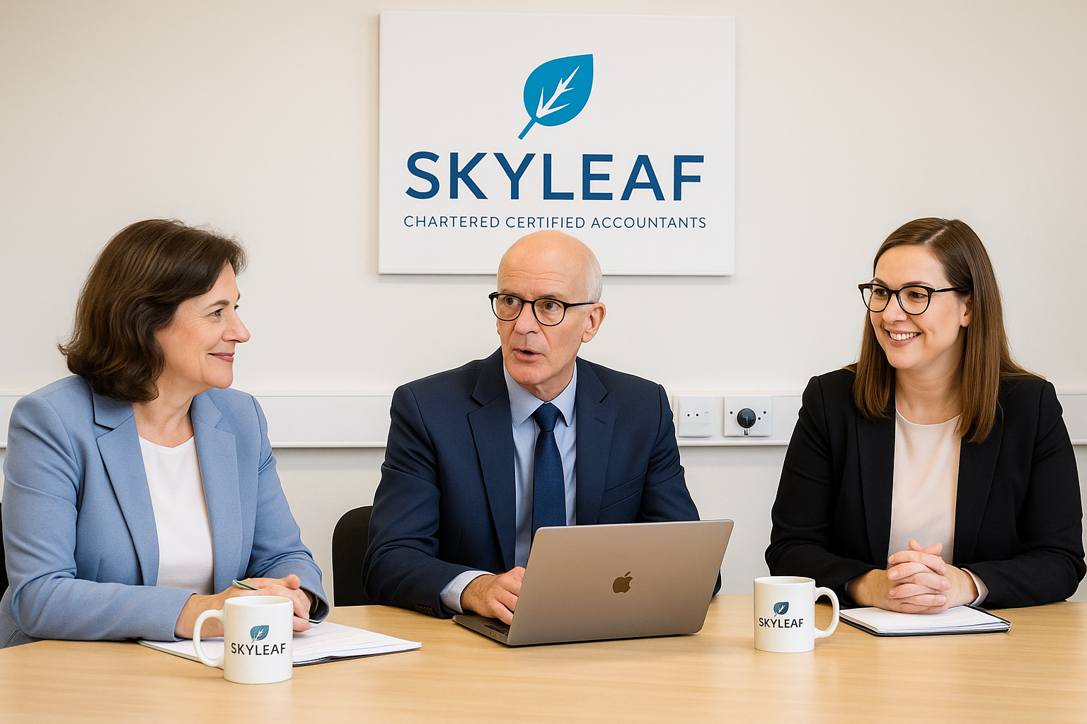Skyleaf accountants advising charity trustees during a compliance meeting in London